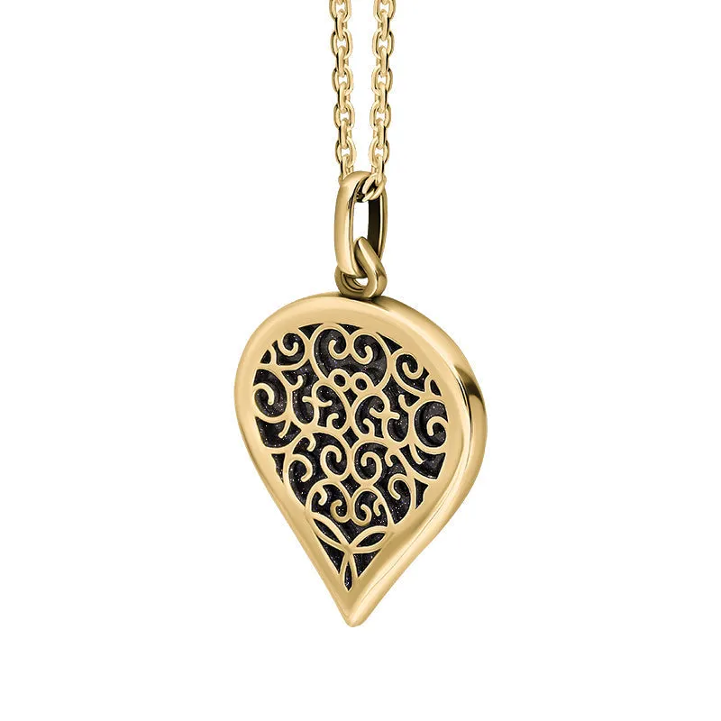 18ct Yellow Gold Blue Goldstone Flore Filigree Medium Heart Necklace sold by Jura Watches product image thumbnail 2