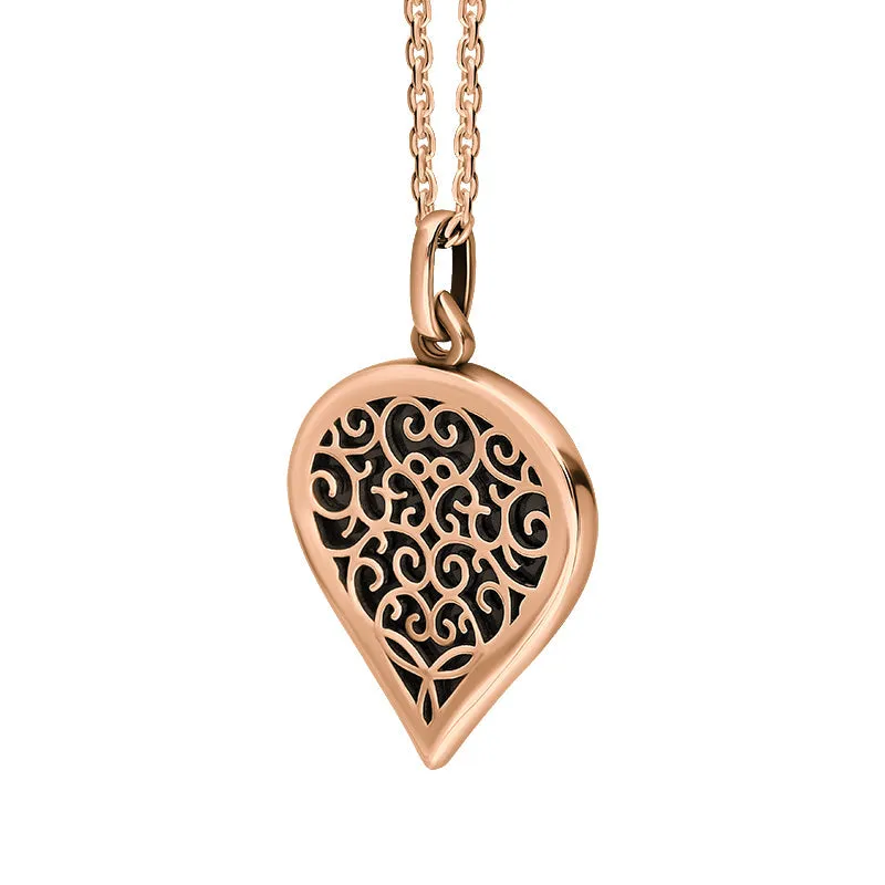 18ct Rose Gold Whitby Jet Flore Filigree Medium Heart Necklace sold by Jura Watches product image thumbnail 2