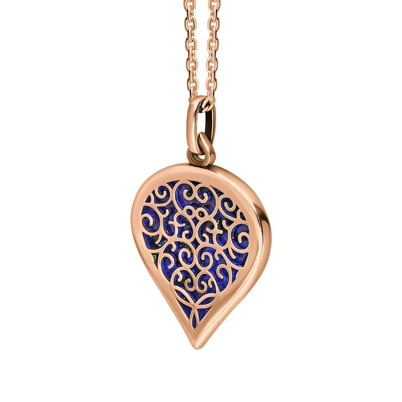 18ct Rose Gold Lapis Lazuli Flore Filigree Medium Heart Necklace sold by Jura Watches product image thumbnail 2