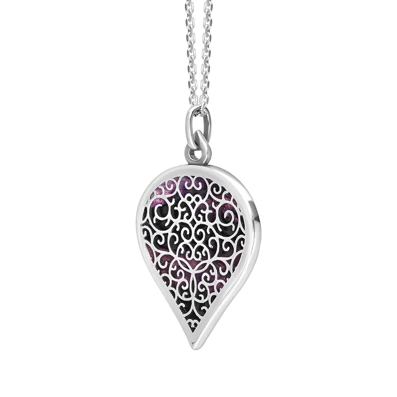 Sterling Silver Blue John Flore Filigree Large Heart Necklace sold by Jura Watches product image thumbnail 2