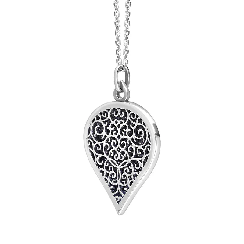 Sterling Silver Blue Goldstone Flore Filigree Large Heart Necklace sold by Jura Watches product image thumbnail 2