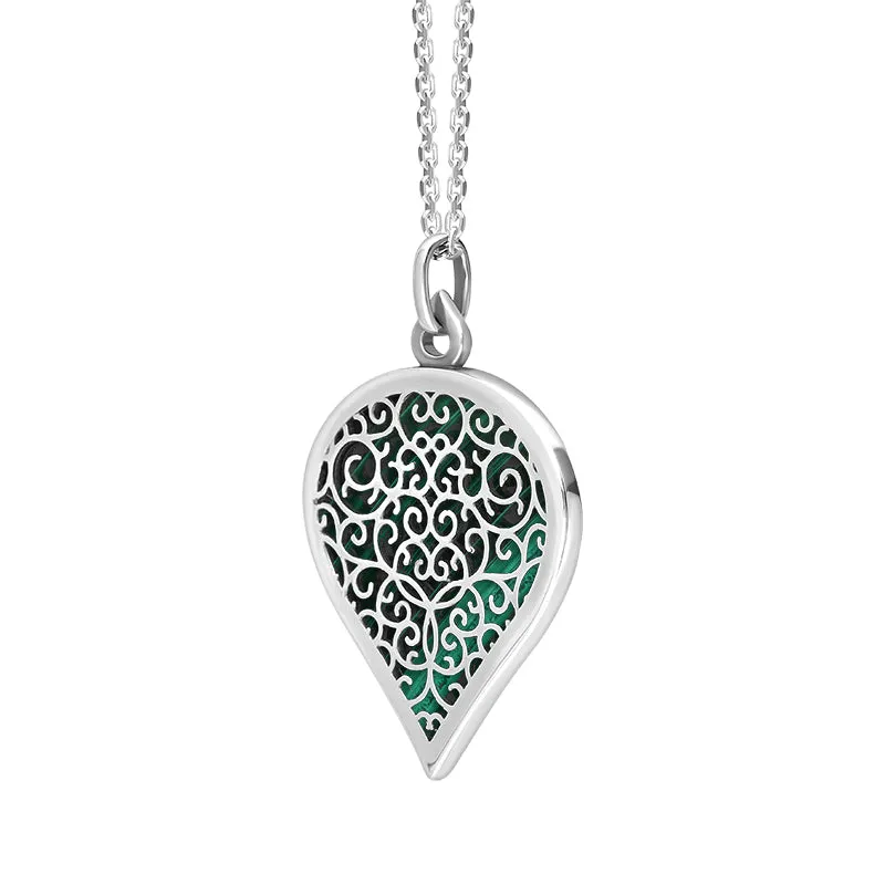 Sterling Silver Malachite Flore Filigree Large Heart Necklace sold by Jura Watches product image thumbnail 2