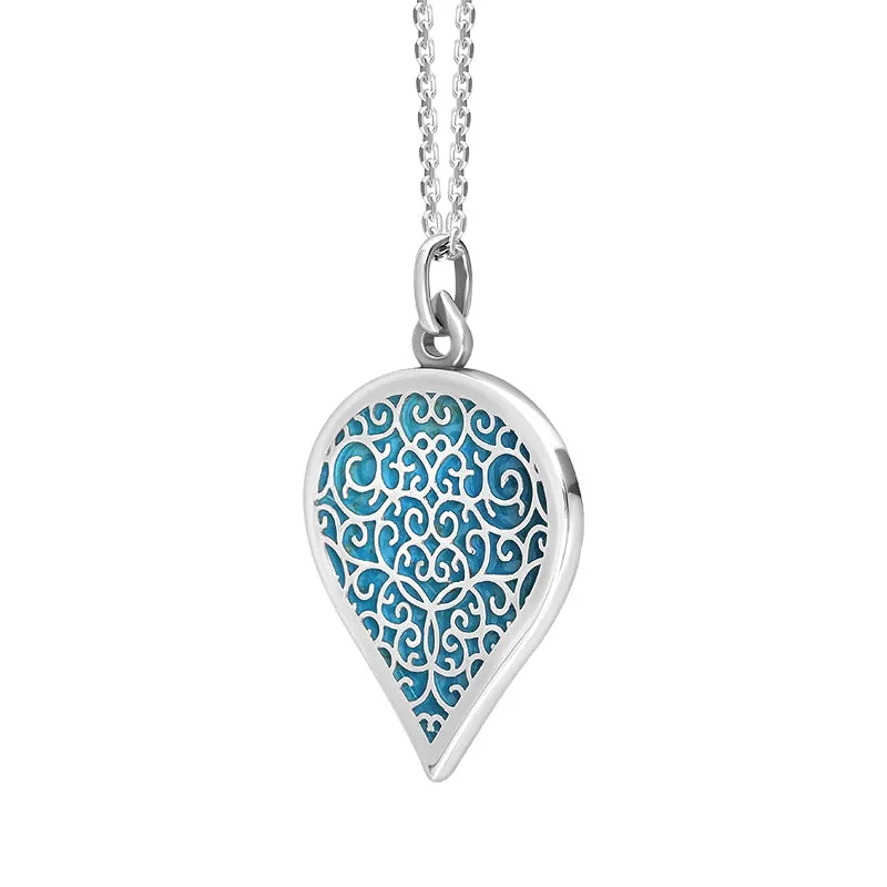 9ct White Gold Turquoise Flore Filigree Large Heart Necklace sold by Jura Watches product image thumbnail 2