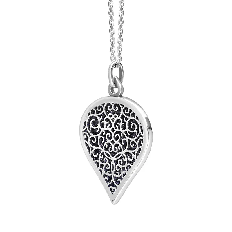9ct White Gold Blue Goldstone Flore Filigree Large Heart Necklace sold by Jura Watches product image thumbnail 2