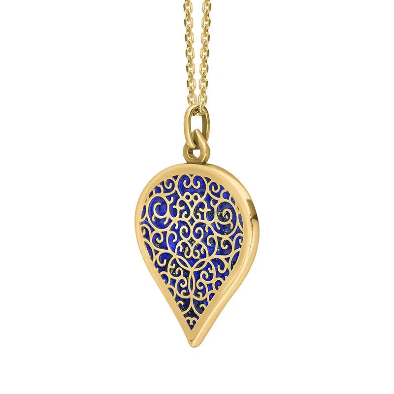 9ct Yellow Gold Lapis Lazuli Flore Filigree Large Heart Necklace sold by Jura Watches product image thumbnail 2