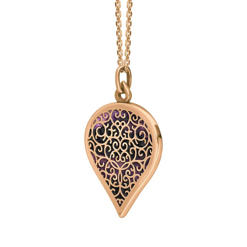 9ct Rose Gold Blue John Flore Filigree Large Heart Necklace sold by Jura Watches product image thumbnail 2