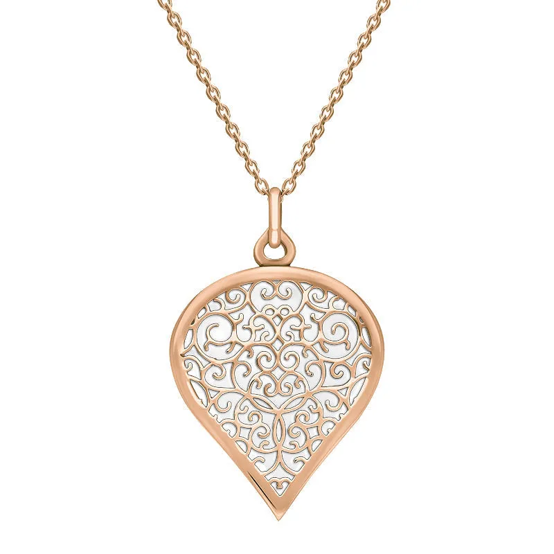 9ct Rose Gold Bauxite Flore Filigree Large Heart Necklace sold by Jura Watches
