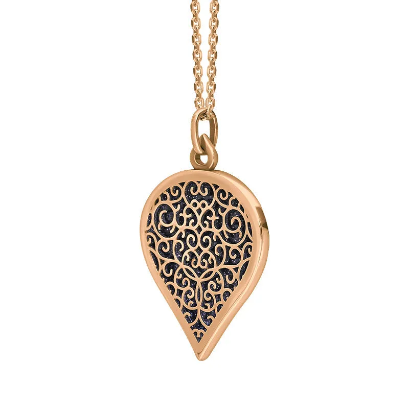 9ct Rose Gold Blue Goldstone Flore Filigree Large Heart Necklace sold by Jura Watches product image thumbnail 2