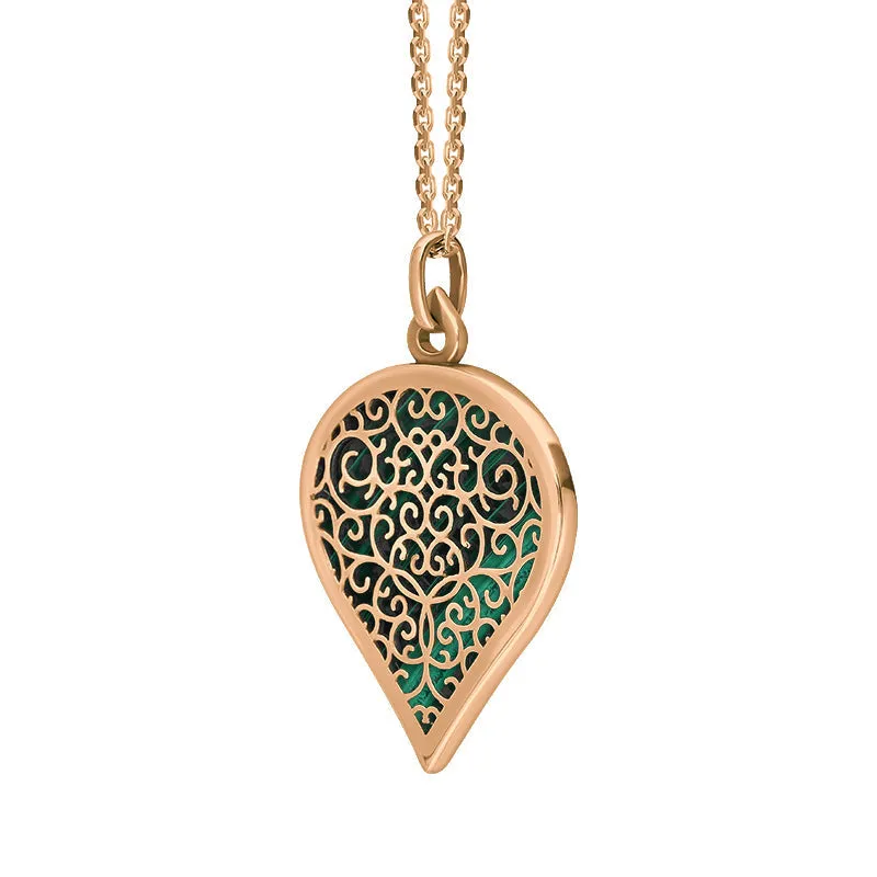9ct Rose Gold Malachite Flore Filigree Large Heart Necklace sold by Jura Watches product image thumbnail 2
