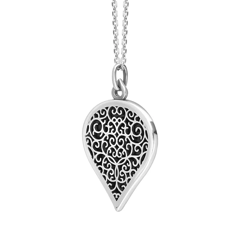 18ct White Gold Whitby Jet Flore Filigree Large Heart Necklace sold by Jura Watches product image thumbnail 2