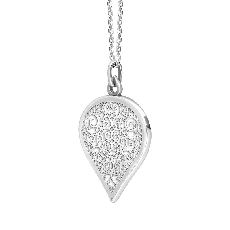 18ct White Gold Bauxite Flore Filigree Large Heart Necklace sold by Jura Watches product image thumbnail 2