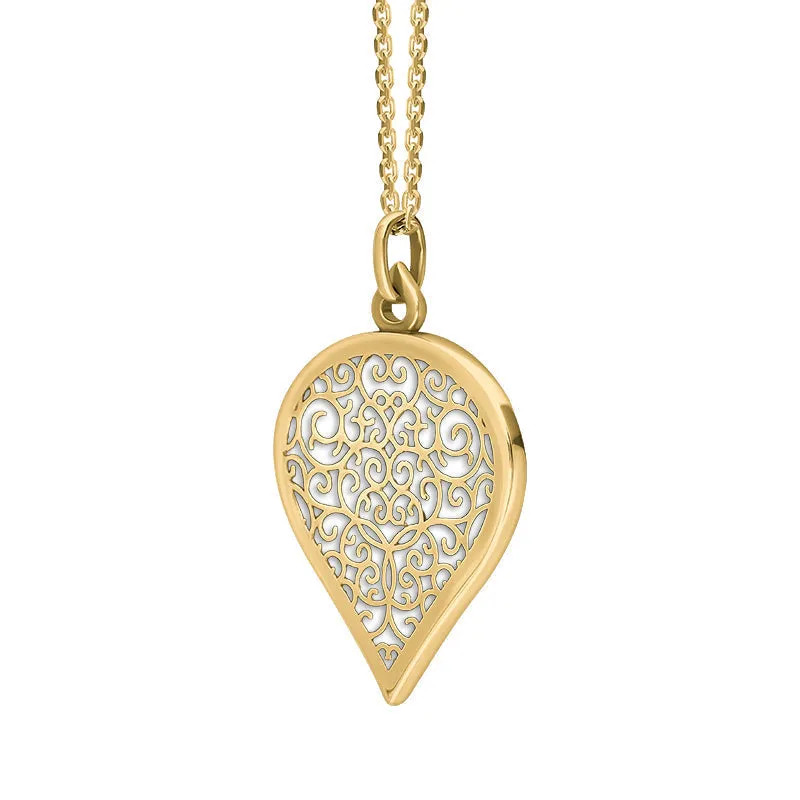 18ct Yellow Gold Bauxite Flore Filigree Large Heart Necklace sold by Jura Watches product image thumbnail 2