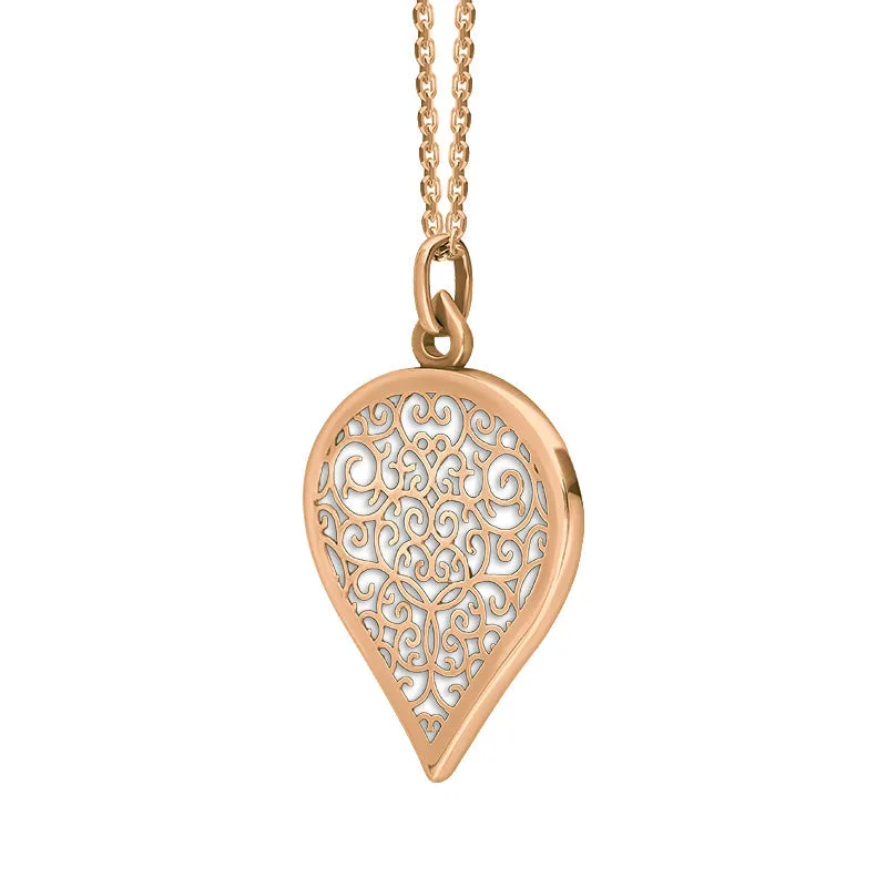 18ct Rose Gold Bauxite Flore Filigree Large Heart Necklace sold by Jura Watches product image thumbnail 2