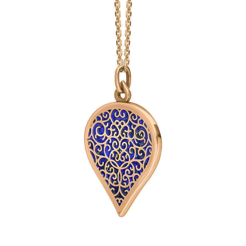 18ct Rose Gold Lapis Lazuli Flore Filigree Large Heart Necklace sold by Jura Watches product image thumbnail 2