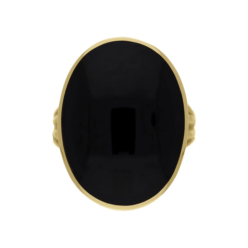 9ct Yellow Gold and Whitby Jet Oval Plain Edge Ring sold by Jura Watches product image thumbnail 2