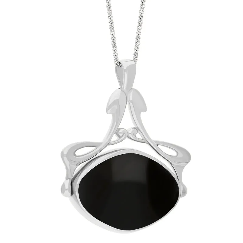 18ct White Gold Whitby Jet Lapis Lazuli Bell Diamond Swivel Fob Necklace sold by Jura Watches product image thumbnail 3