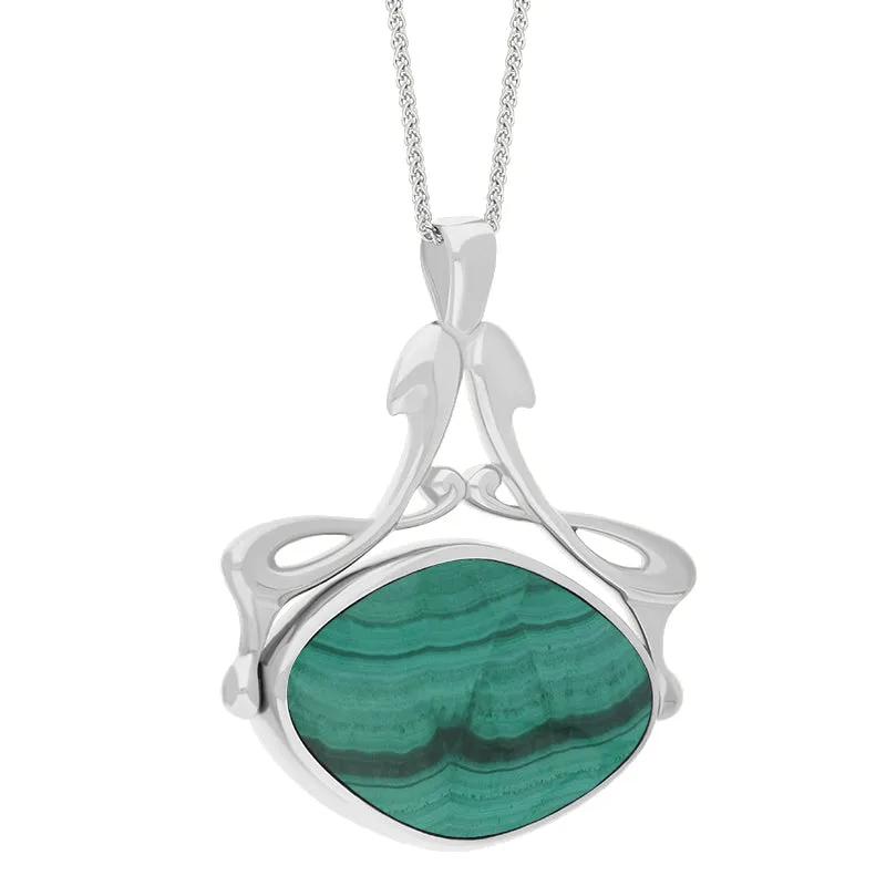 18ct White Gold Whitby Jet Malachite Bell Diamond Swivel Fob Necklace sold by Jura Watches product image thumbnail 3