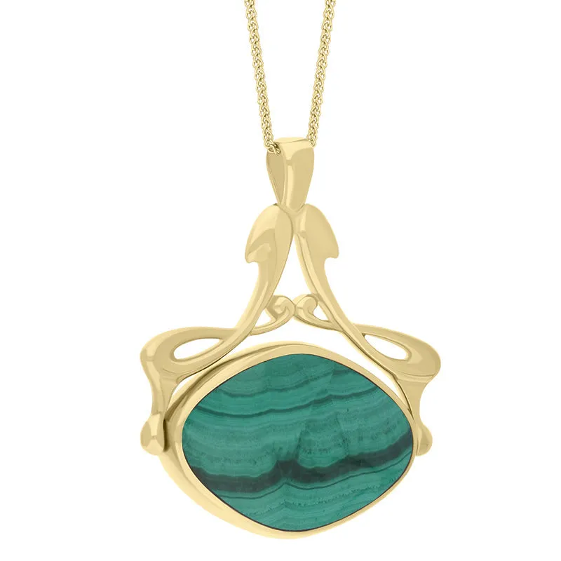 18ct Yellow Gold Whitby Jet Malachite Bell Diamond Swivel Fob Necklace sold by Jura Watches product image thumbnail 3