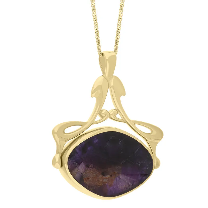 18ct Yellow Gold Blue John Mother Of Pearl Bell Diamond Swivel Fob Necklace sold by Jura Watches product image thumbnail 3