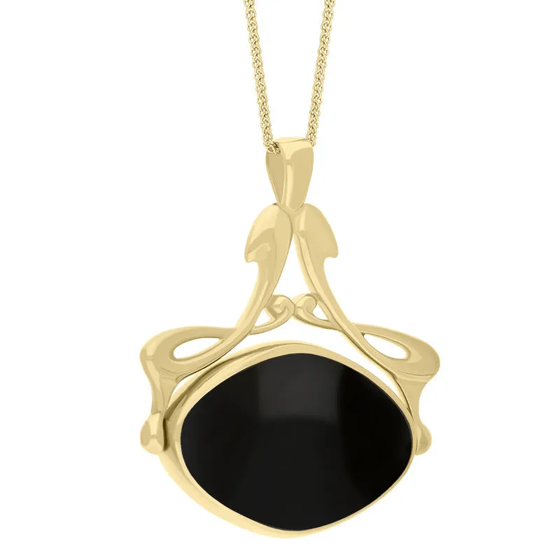 9ct Yellow Gold Whitby Jet Lapis Lazuli Bell Diamond Swivel Fob Necklace sold by Jura Watches product image thumbnail 3