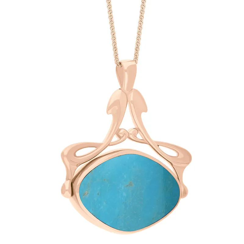 18ct Rose Gold Whitby Jet Turquoise Bell Diamond Swivel Fob Necklace sold by Jura Watches product image thumbnail 3