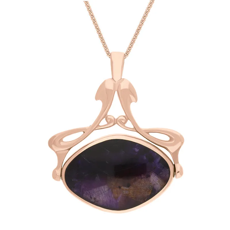 9ct Rose Gold Whitby Jet Blue John Bell Diamond Swivel Fob Necklace sold by Jura Watches product image thumbnail 2