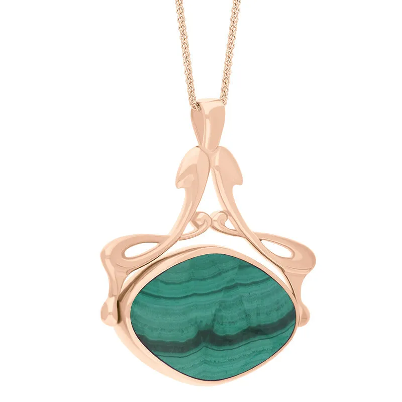9ct Rose Gold Whitby Jet Malachite Bell Diamond Swivel Fob Necklace sold by Jura Watches product image thumbnail 3