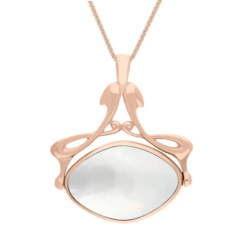 9ct Rose Gold Blue John Mother Of Pearl Bell Diamond Swivel Fob Necklace sold by Jura Watches product image thumbnail 2