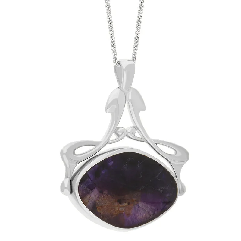 Sterling Silver Blue John Mother Of Pearl Bell Diamond Swivel Fob Necklace sold by Jura Watches product image thumbnail 3