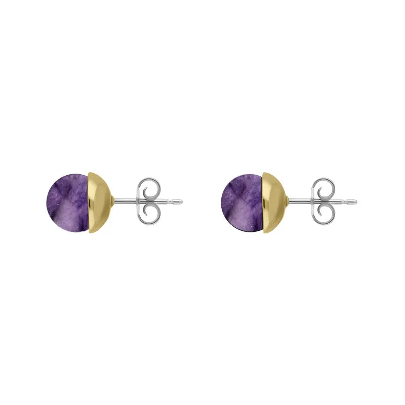 9ct Yellow Gold Sterling Silver Blue John Stepping Stones Bead Cup Stud Earrings sold by Jura Watches product image thumbnail 2