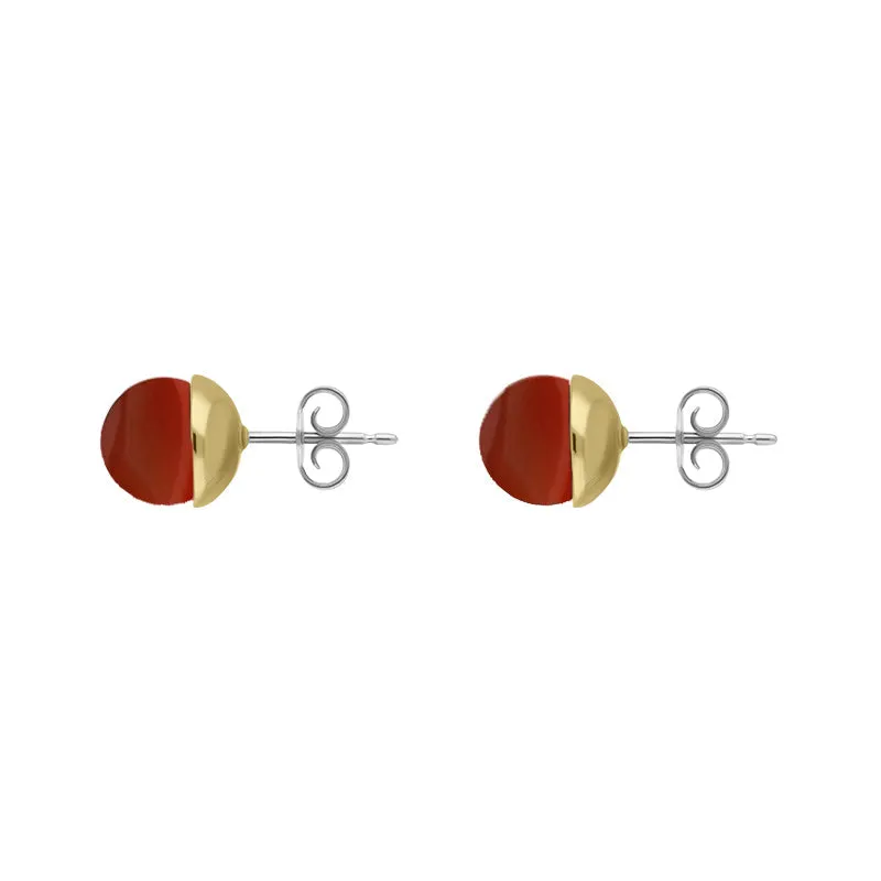 9ct Yellow Gold Sterling Silver Carnelian Stepping Stones Bead Cup Stud Earrings sold by Jura Watches product image thumbnail 2