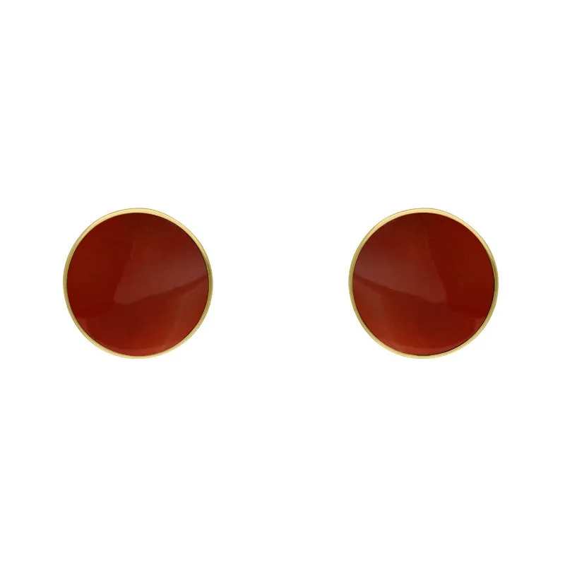 9ct Yellow Gold Sterling Silver Carnelian Stepping Stones Bead Cup Stud Earrings sold by Jura Watches