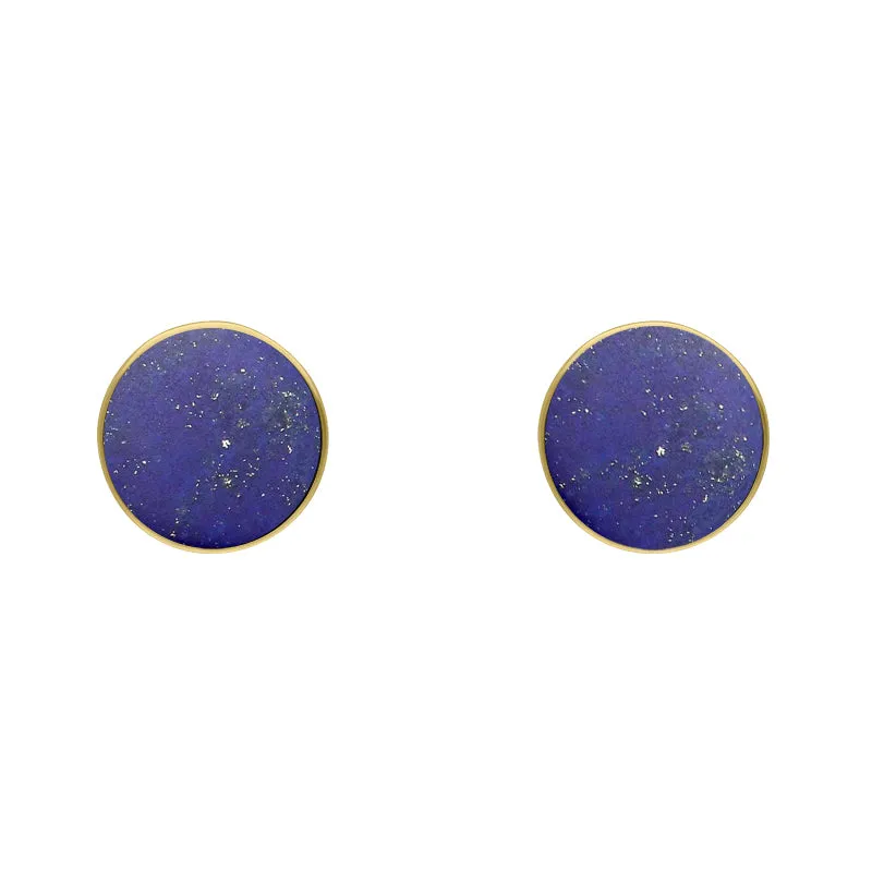 9ct Yellow Gold Sterling Silver Lapis Lazuli Stepping Stones Bead Cup Stud Earrings sold by Jura Watches