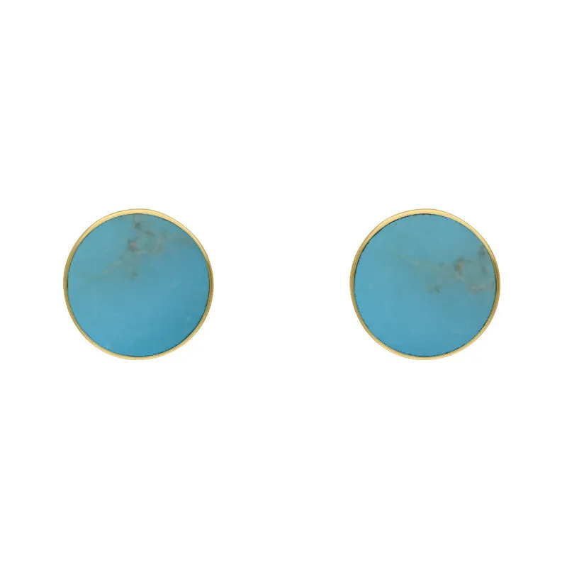 9ct Yellow Gold Sterling Silver Turquoise Stepping Stones Bead Cup Stud Earrings sold by Jura Watches