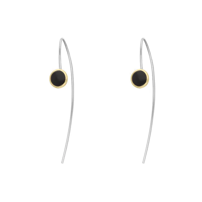 9ct Yellow Gold Sterling Silver Whitby Jet Stepping Stones 5mm Round Hook Earrings sold by Jura Watches product image thumbnail 2