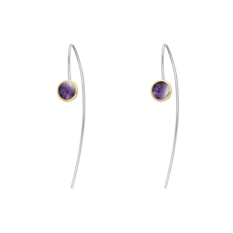 9ct Yellow Gold Sterling Silver Blue John Stepping Stones 5mm Round Hook Earrings sold by Jura Watches product image thumbnail 2