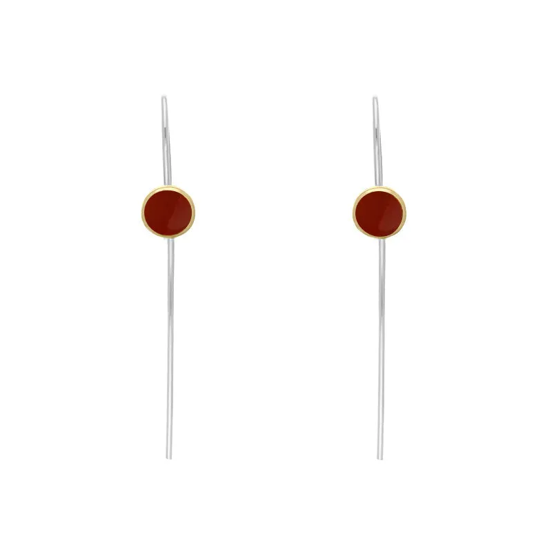 9ct Yellow Gold Sterling Silver Carnelian Stepping Stones 5mm Round Hook Earrings sold by Jura Watches