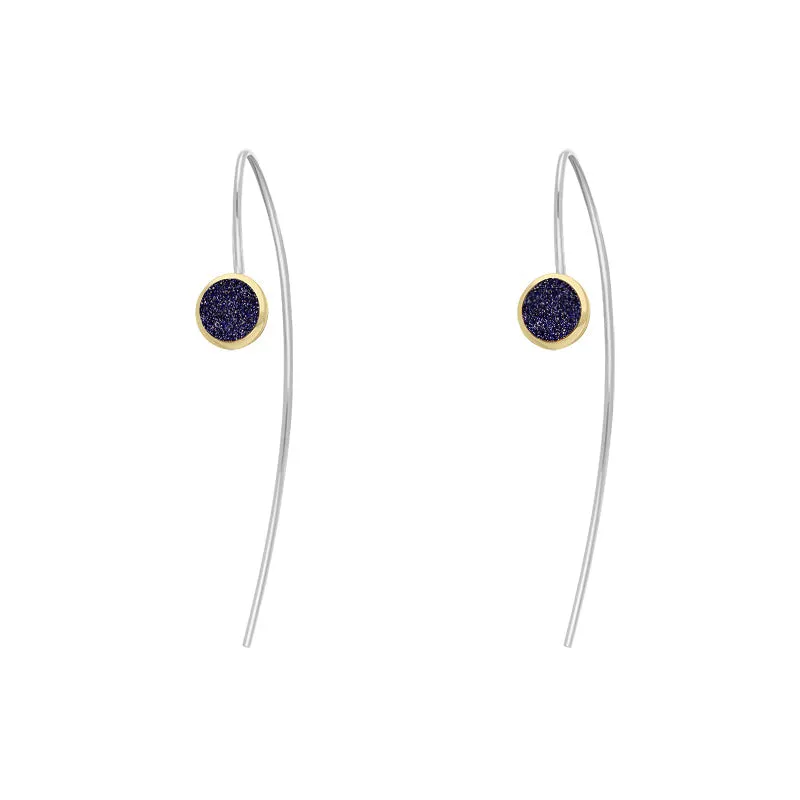 9ct Yellow Gold Sterling Silver Blue Goldstone Stepping Stones 5mm Round Hook Earrings sold by Jura Watches product image thumbnail 2