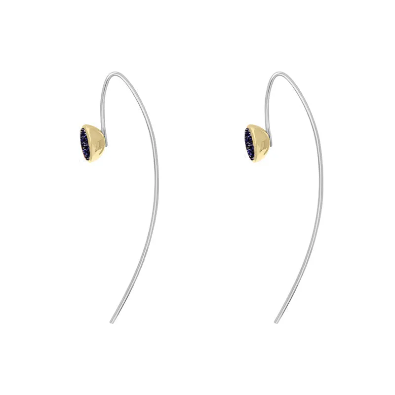 9ct Yellow Gold Sterling Silver Blue Goldstone Stepping Stones 5mm Round Hook Earrings sold by Jura Watches product image thumbnail 3