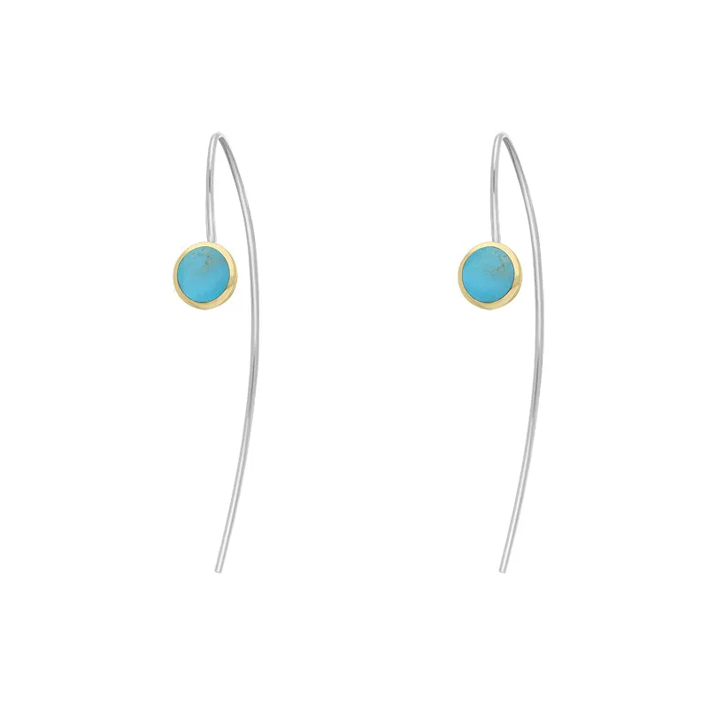 9ct Yellow Gold Sterling Silver Turquoise Stepping Stones 5mm Round Hook Earrings sold by Jura Watches product image thumbnail 2