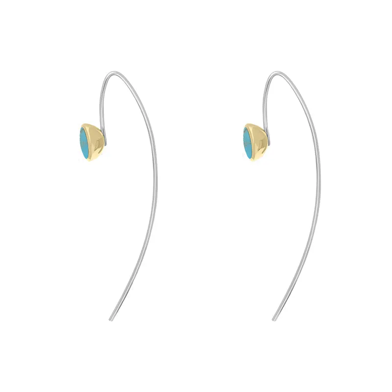 9ct Yellow Gold Sterling Silver Turquoise Stepping Stones 5mm Round Hook Earrings sold by Jura Watches product image thumbnail 3