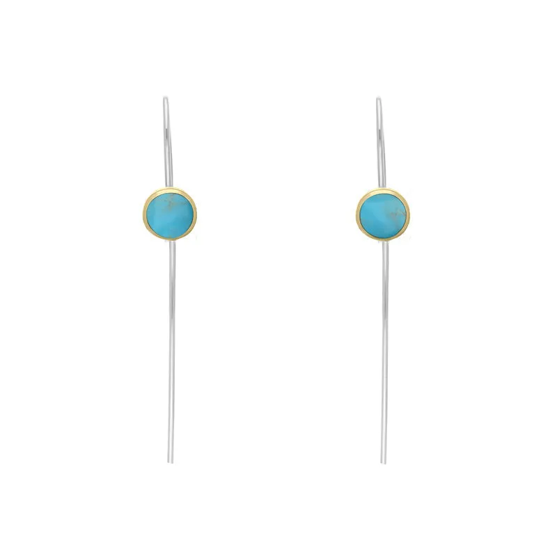 9ct Yellow Gold Sterling Silver Turquoise Stepping Stones 5mm Round Hook Earrings sold by Jura Watches