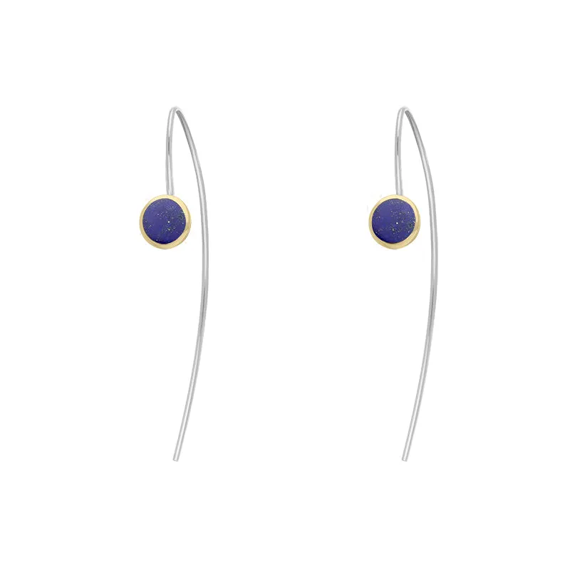 9ct Yellow Gold Sterling Silver Lapis Lazuli Stepping Stones 5mm Round Hook Earrings sold by Jura Watches product image thumbnail 2