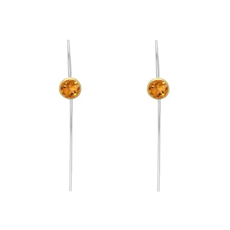 9ct Yellow Gold Sterling Silver Citrine Stepping Stones 5mm Round Hook Earrings sold by Jura Watches