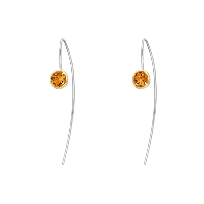 9ct Yellow Gold Sterling Silver Citrine Stepping Stones 5mm Round Hook Earrings sold by Jura Watches product image thumbnail 2