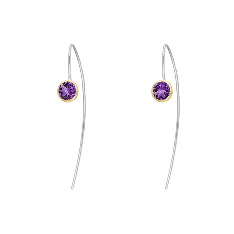 9ct Yellow Gold Sterling Silver Amethyst Stepping Stones 5mm Round Hook Earrings sold by Jura Watches product image thumbnail 2