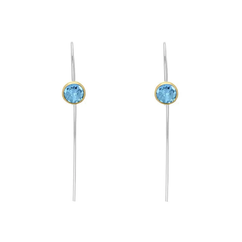 9ct Yellow Gold Sterling Silver Topaz Stepping Stones 5mm Round Hook Earrings sold by Jura Watches