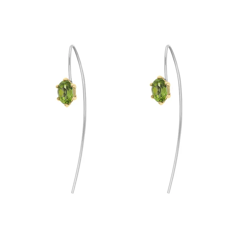 9ct Yellow Gold Sterling Silver Peridot Stepping Stones 4x7mm Oval Claw Set Hook Earrings sold by Jura Watches product image thumbnail 2