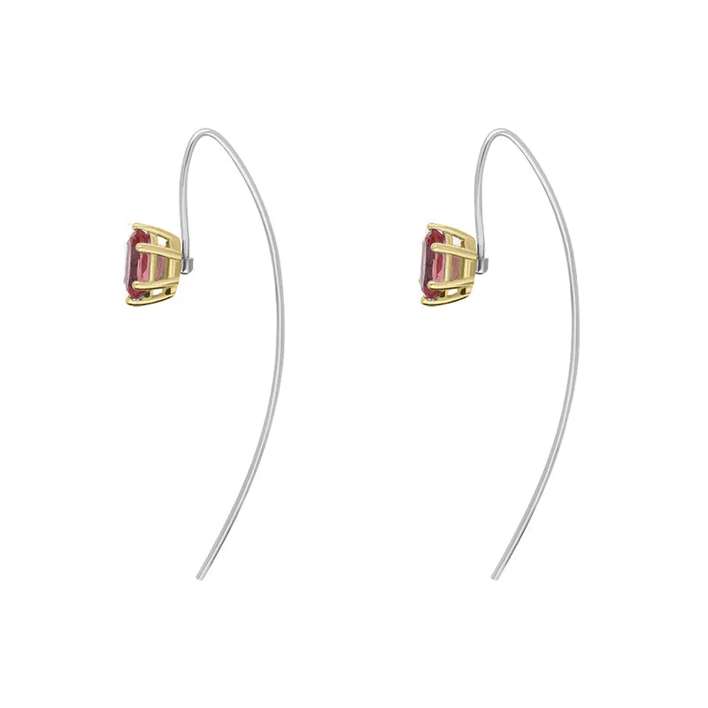 9ct Yellow Gold Sterling Silver Garnet Stepping Stones 4x7mm Oval Claw Set Hook Earrings sold by Jura Watches product image thumbnail 3