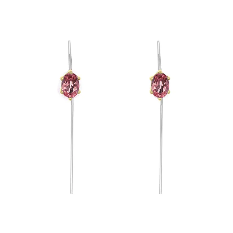 9ct Yellow Gold Sterling Silver Garnet Stepping Stones 4x7mm Oval Claw Set Hook Earrings sold by Jura Watches